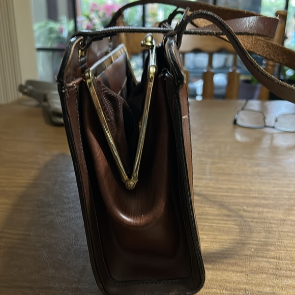 Leather vintage clutch handbag patchwork - Picture 4 of 10